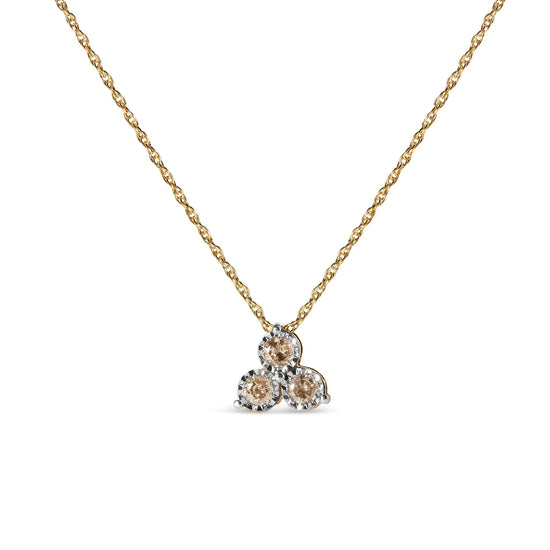 Gold Plated 3-Stone Diamond Pendant on Sterling Silver