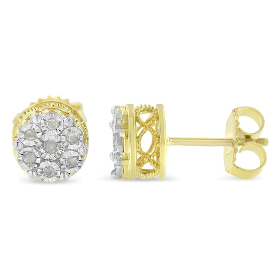 Gold Plated Sterling Silver Diamond Stud