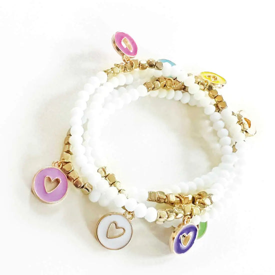 The Lover Bracelet Set 4 Stackable Enamel Heart Charm Bracelets
