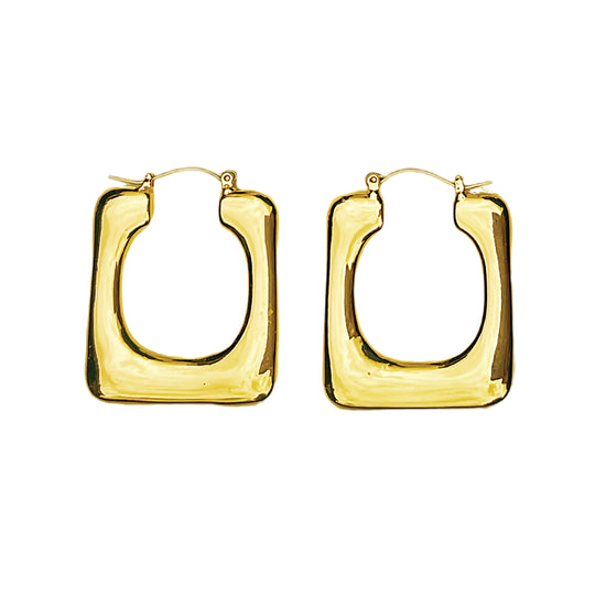 Chunky Rectangle Hoop Earrings Stylish and Versatile Look