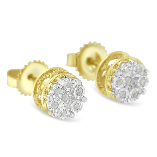 Gold Plated Sterling Silver Diamond Studs