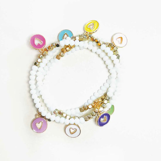 The Lover Bracelet Set 4 Stackable Enamel Heart Charm Bracelets